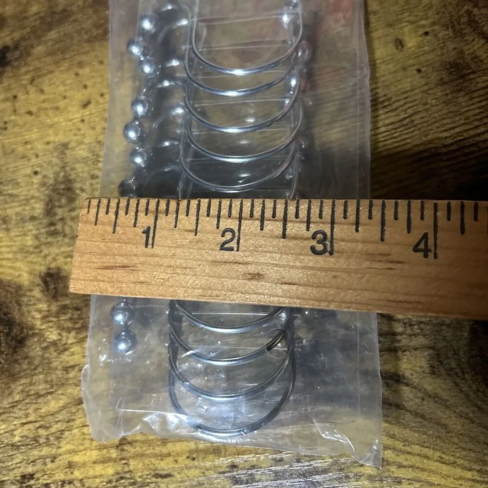 E.Z. Bath 12pc Shower Hooks Silver Stainless Steel Stays On Rod New Double Hooks